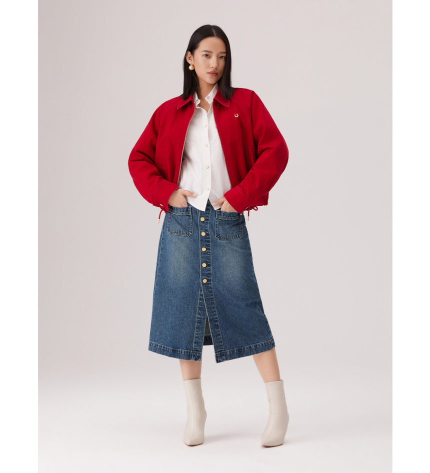 levi's® 鈕扣前開叉牛仔短裙 | 女裝 006JO000125- Indigo – Levi's 香港