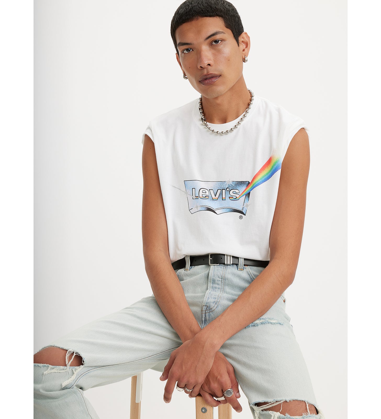 levi's® pride平權系列 印花圖案 t-shirt 246710039M- Prism White – Levi's 香港
