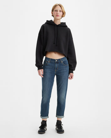 levi's® women's mid-rise boyfriend jeans 1988702852427 Dark Indigo Worn In  – Levi's Hong Kong