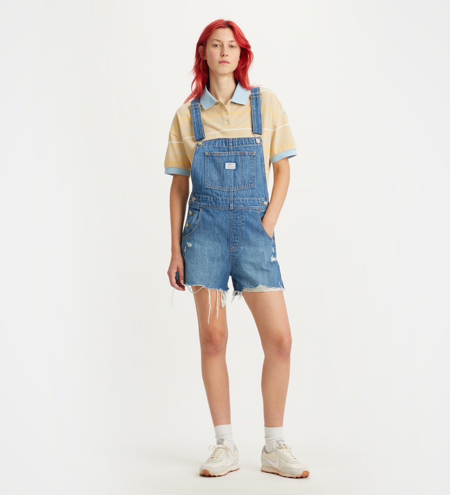 levi's®復古連身牛仔工人短褲 | 女裝 523330041XS- Medium Indigo Destructed – Levi's 香港