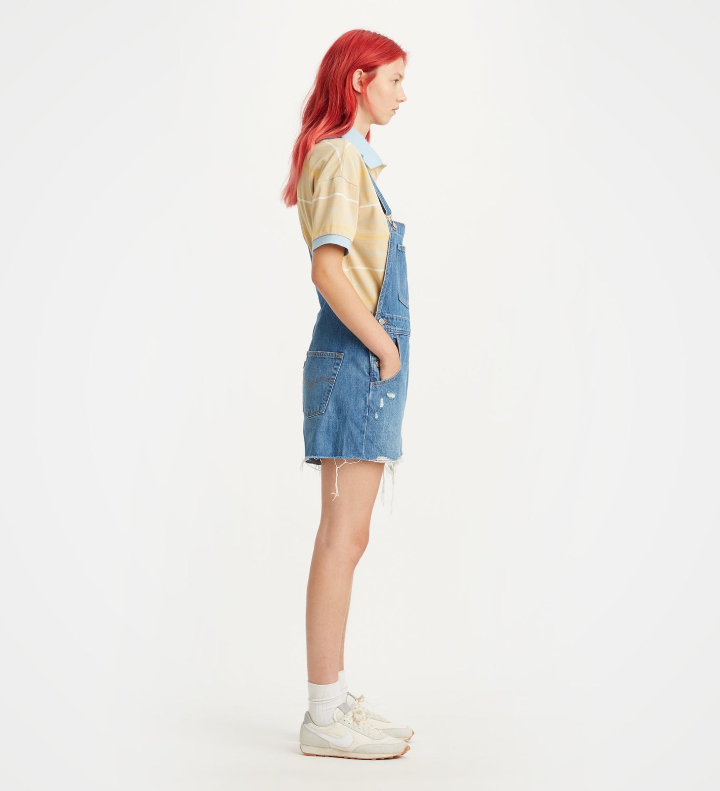 levi's®復古連身牛仔工人短褲 | 女裝 523330041XS- Medium Indigo Destructed – Levi's 香港