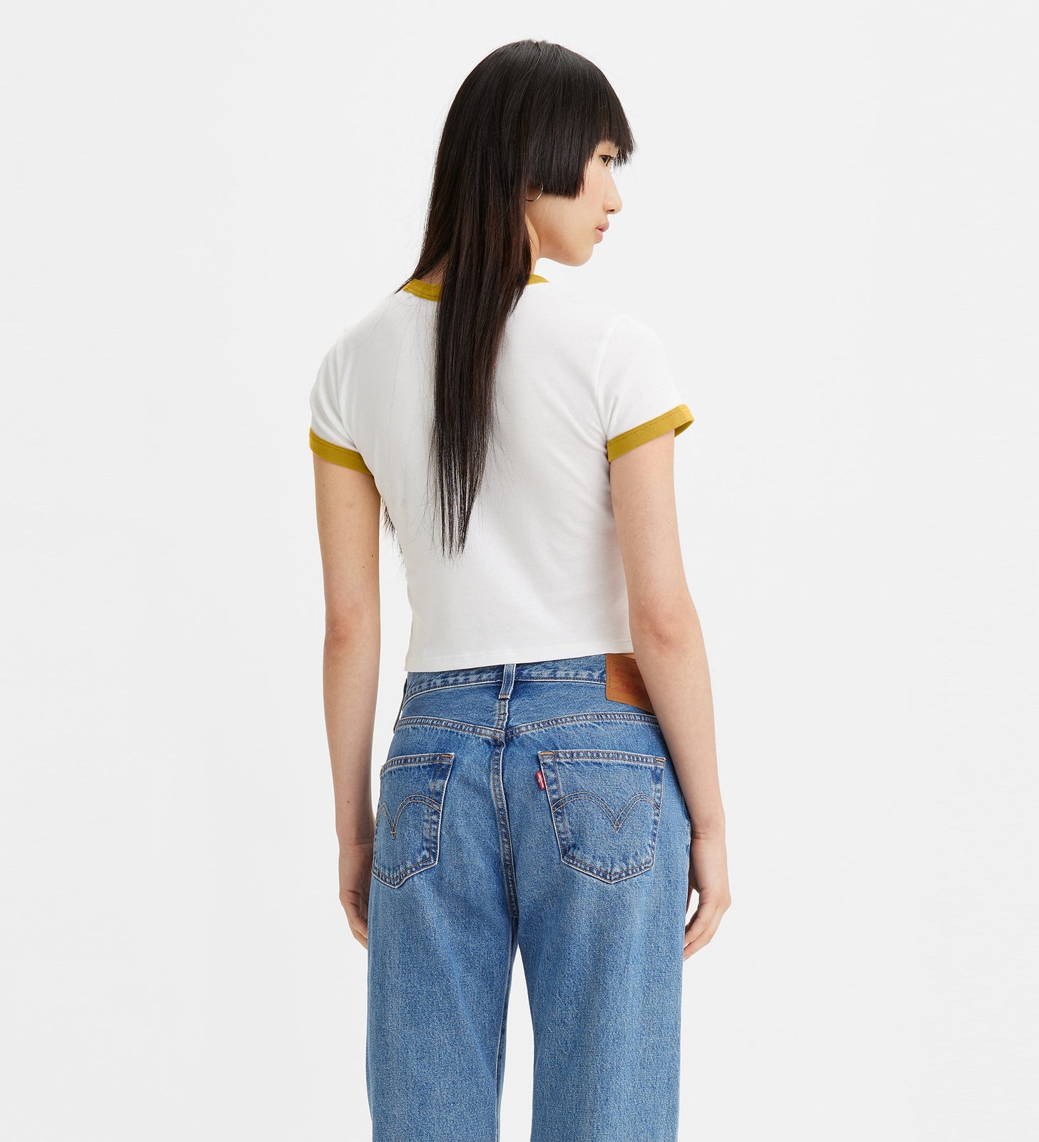 levi's® 圖案包邊短版 t-shirt | 女裝 A35230029XS- Bright White / Spicy Mustard Rib – Levi's 香港