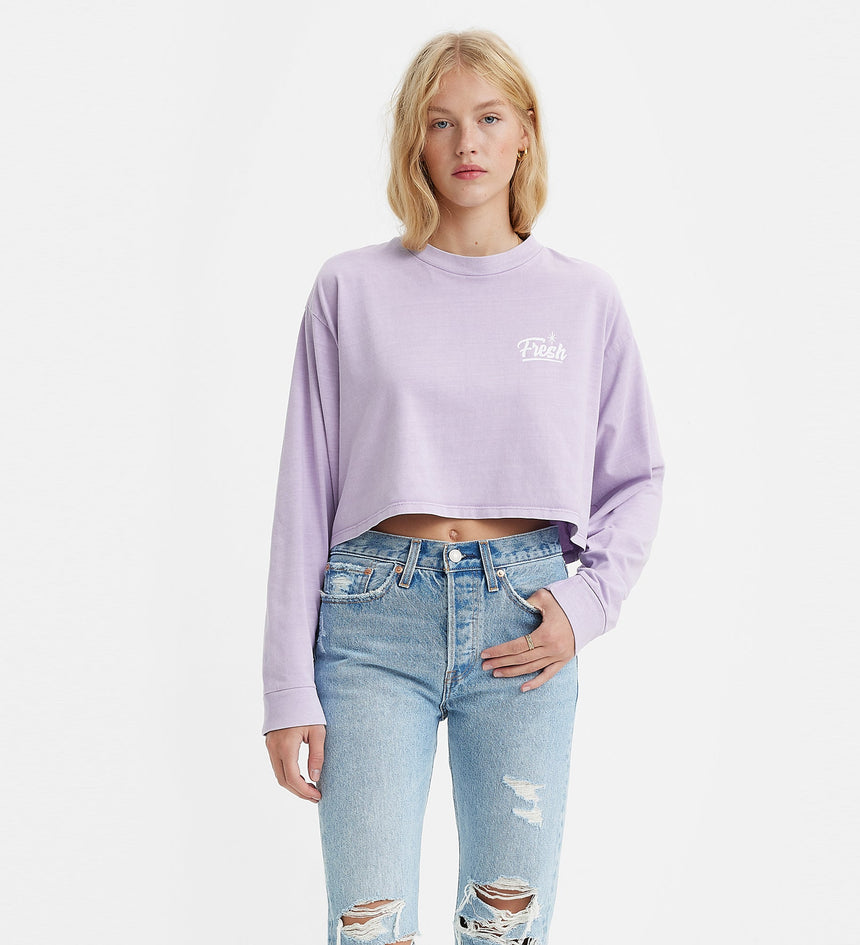 levi's® women's graphic long sleeve reese cropped tee A35250004S- Ls Fresh Logo Natural Dye Dusk – Levi's Hong Kong
