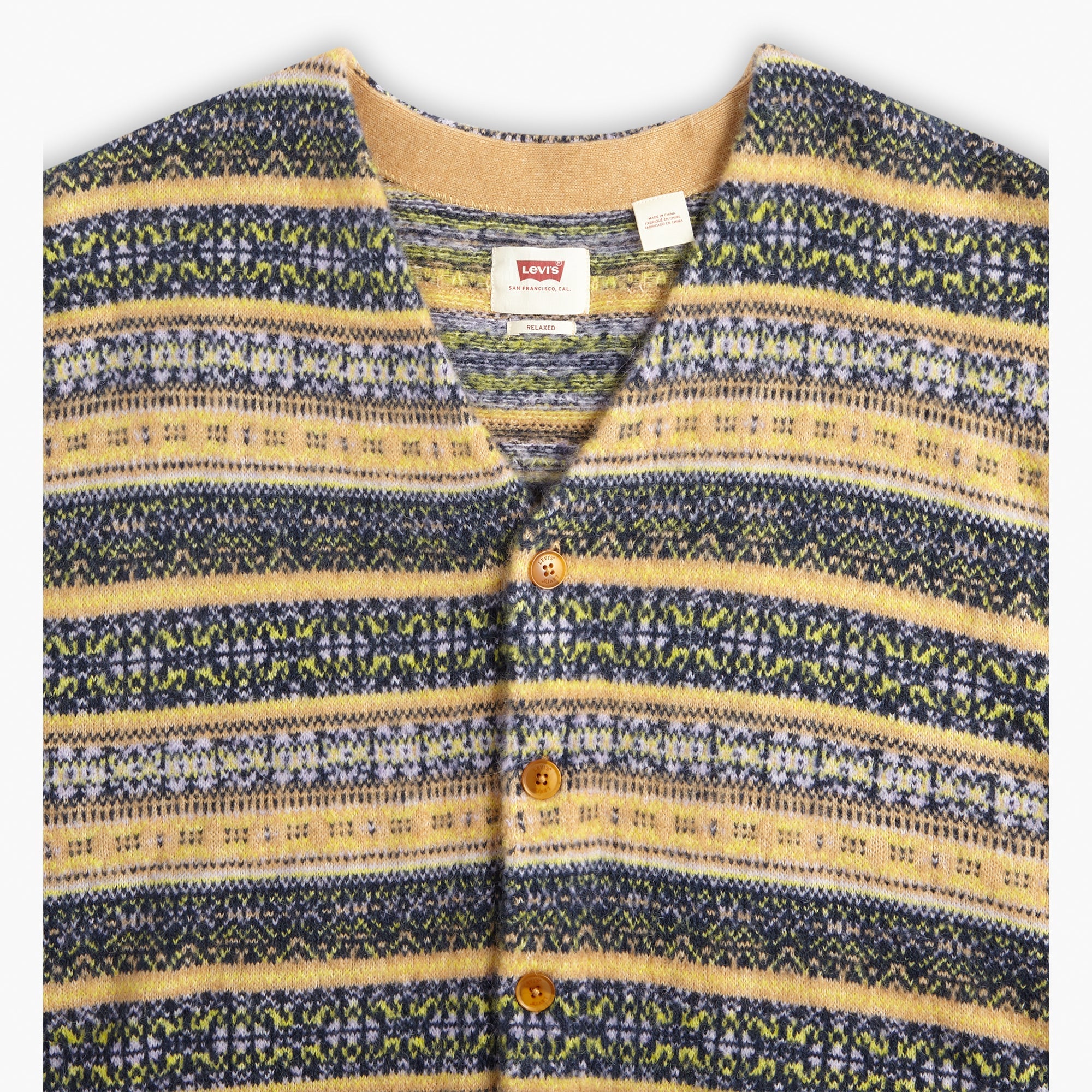 Levi's® Men's Coit Boxy Cardigan - Chilton Fairisle Golden