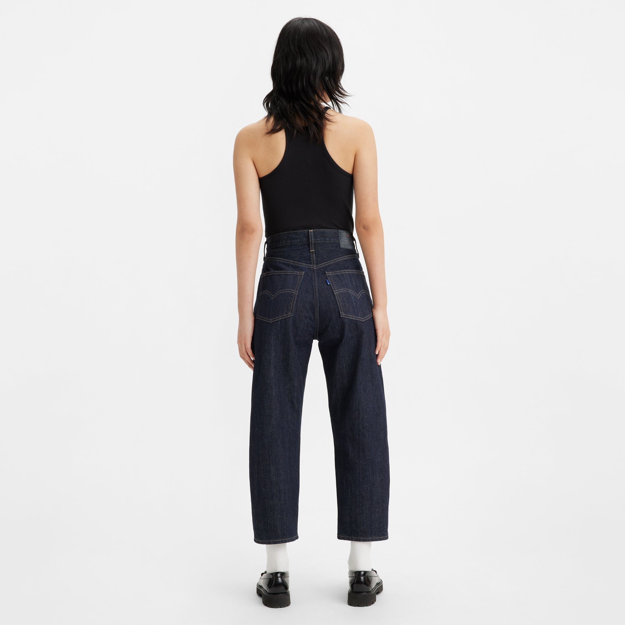 [ ]Curved Leg Barrel Fit Rinse Wash Jeans★人気★ Levi's® Women's Barrel Jeans - Moj Barrel Dark Rinse