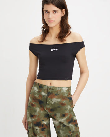 levi’s® y2k風短版黑色logo tee | 女裝 A60380002XS- Bardot Minimal Sport Logo Caviar - Black  – Levi's 香港