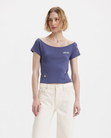 levi's® women's graphic babe t-shirt A60650001XS- Sweet Butterflies Crown Blue - Blue  – Levi's Hong Kong