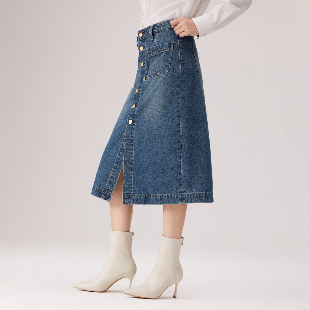 levi's® 鈕扣前開叉牛仔短裙 | 女裝 006JO000127- Indigo – Levi's 香港