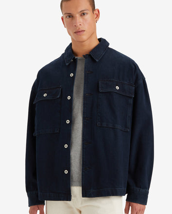 levi's® men's masonic patch pocket overshirt A57210004XS- Wes Blue Black Overdye - Black  – Levi's Hong Kong