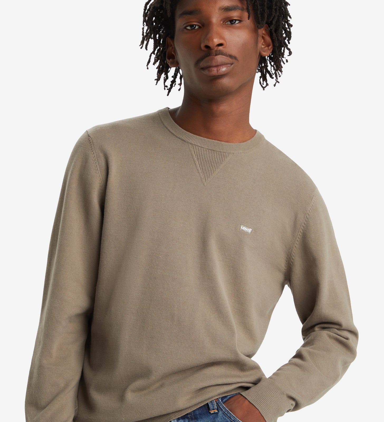 levi's® men's lightweight housemark sweater A72070004XS- Smokey Olive – Levi's Hong Kong