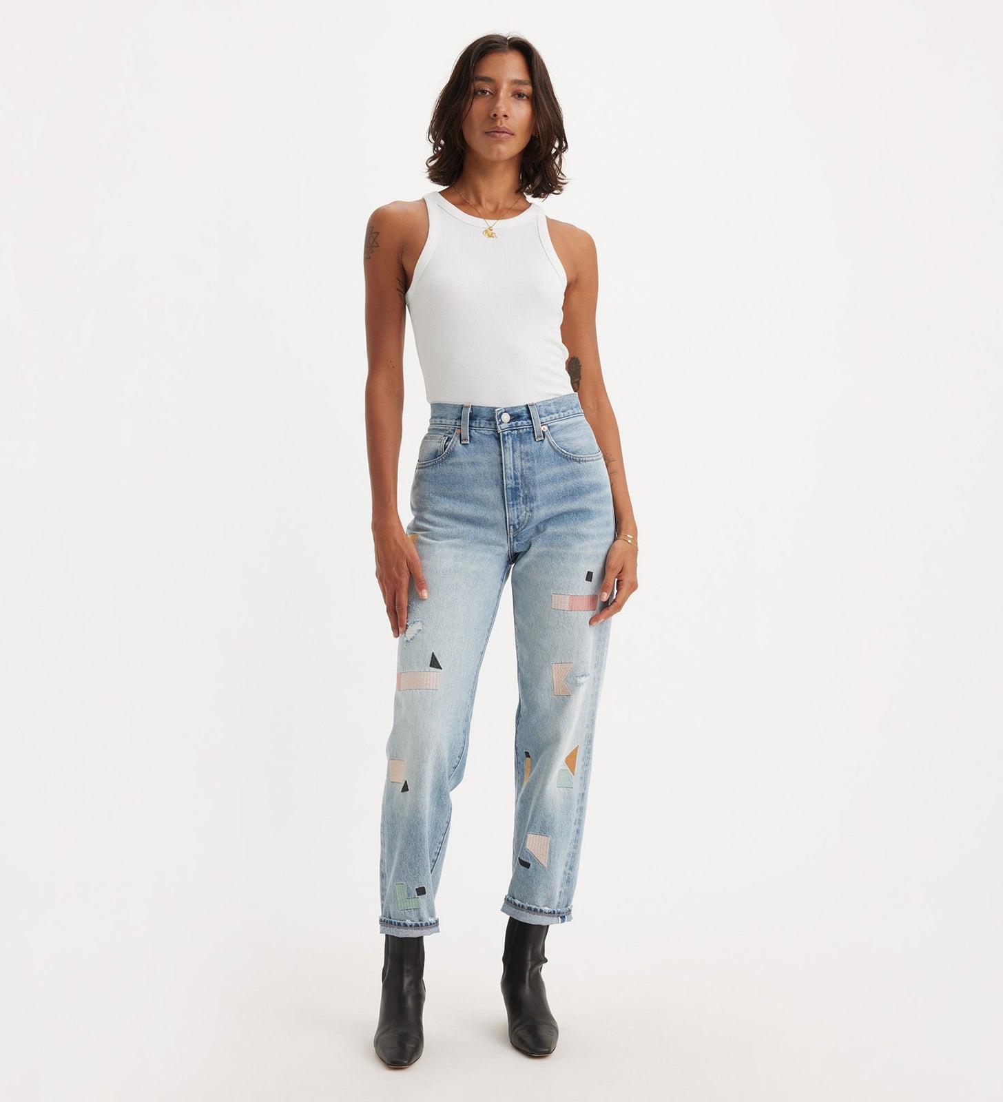 levi's® 日本製直筒牛仔褲 | 女裝 A588800022327 MOJ Kamifubuki - Med Indigo - Worn In – Levi's 香港