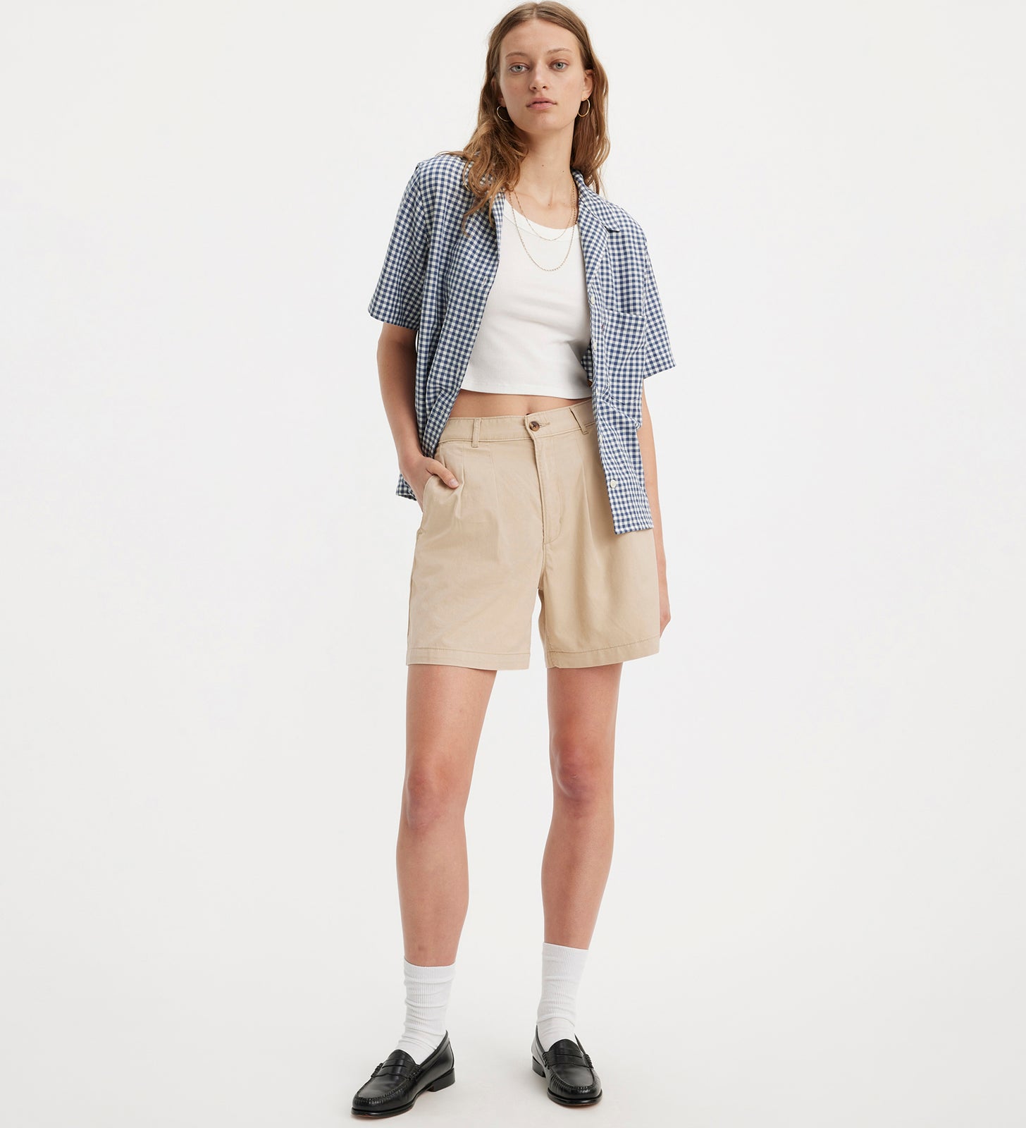 levi's® women's pleated trouser shorts A7538000224- Safari – Levi's Hong Kong