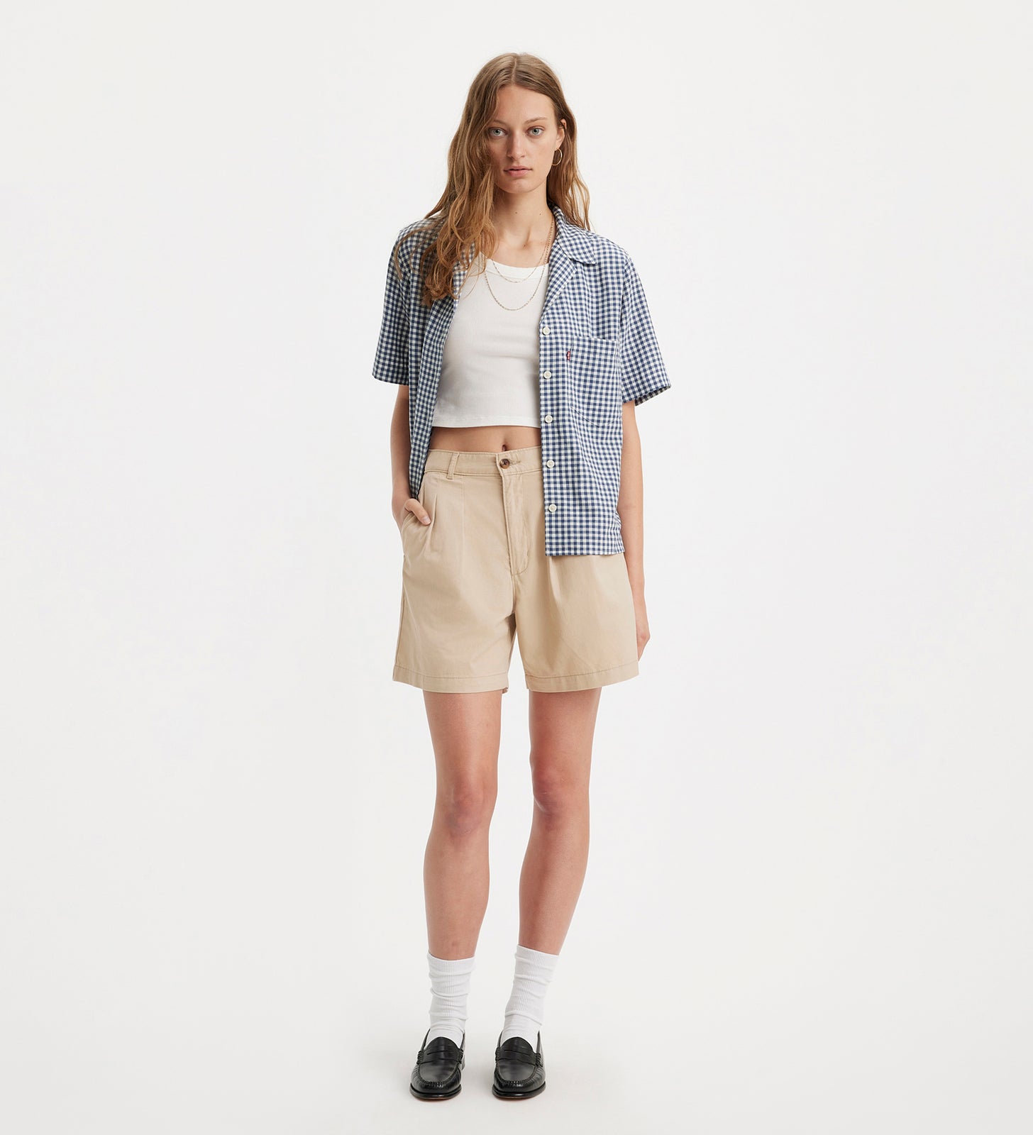 levi's® women's pleated trouser shorts A7538000224- Safari – Levi's Hong Kong