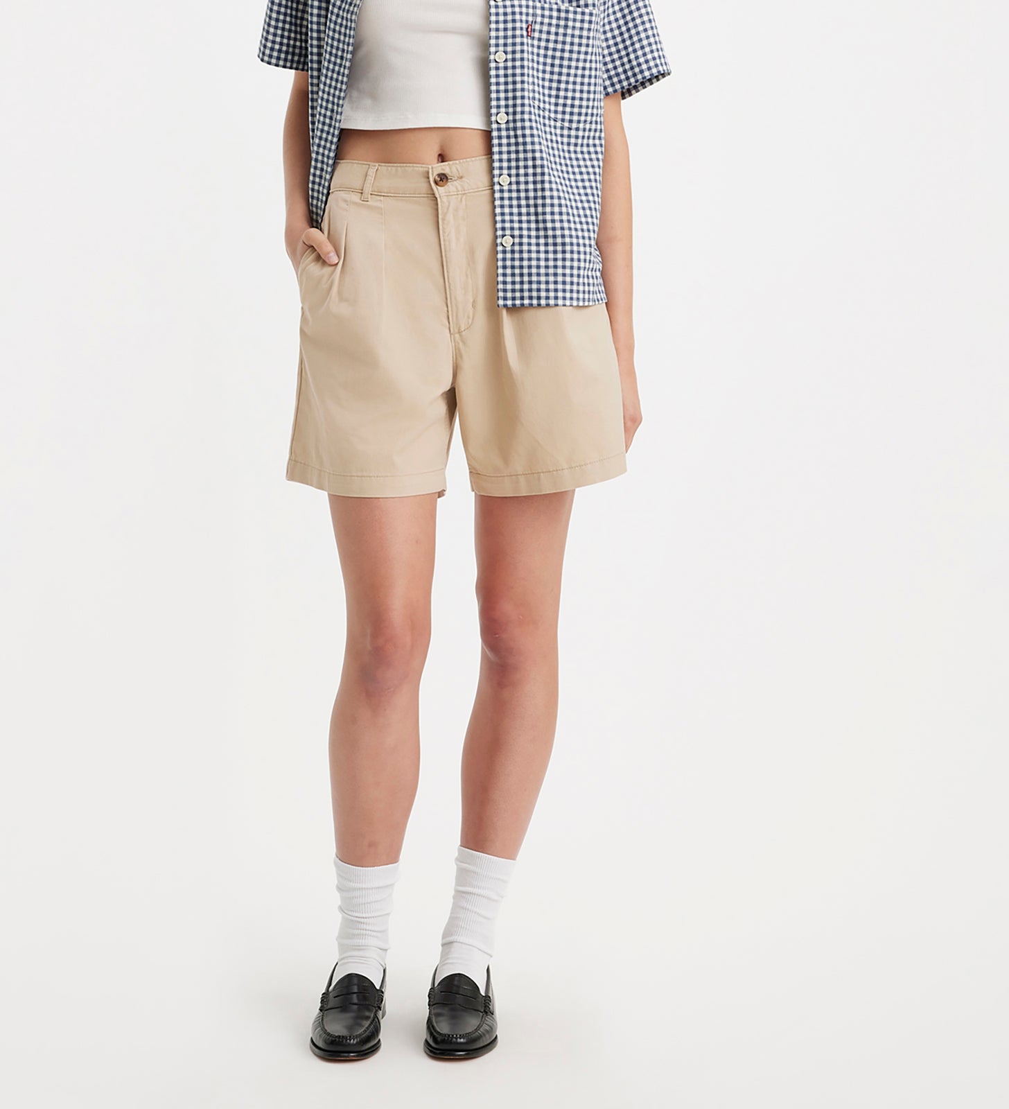 levi's® women's pleated trouser shorts A7538000224- Safari – Levi's Hong Kong