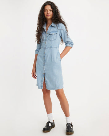 levi's® 牛仔西式連身裙 | 女裝 A75650001XXS- Medium Indigo - Worn In - Blue  – Levi's 香港