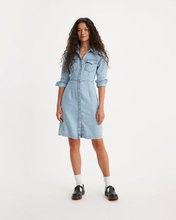 levi's® 牛仔西式連身裙 | 女裝 A75650001XXS- Medium Indigo - Worn In - Blue  – Levi's 香港