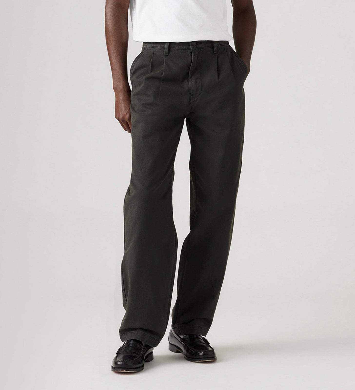 levi's® men's xx chino loose straight pleated pants A921100073032 Pirate Black Non-stretch Twill Garment Dye – Levi's Hong Kong