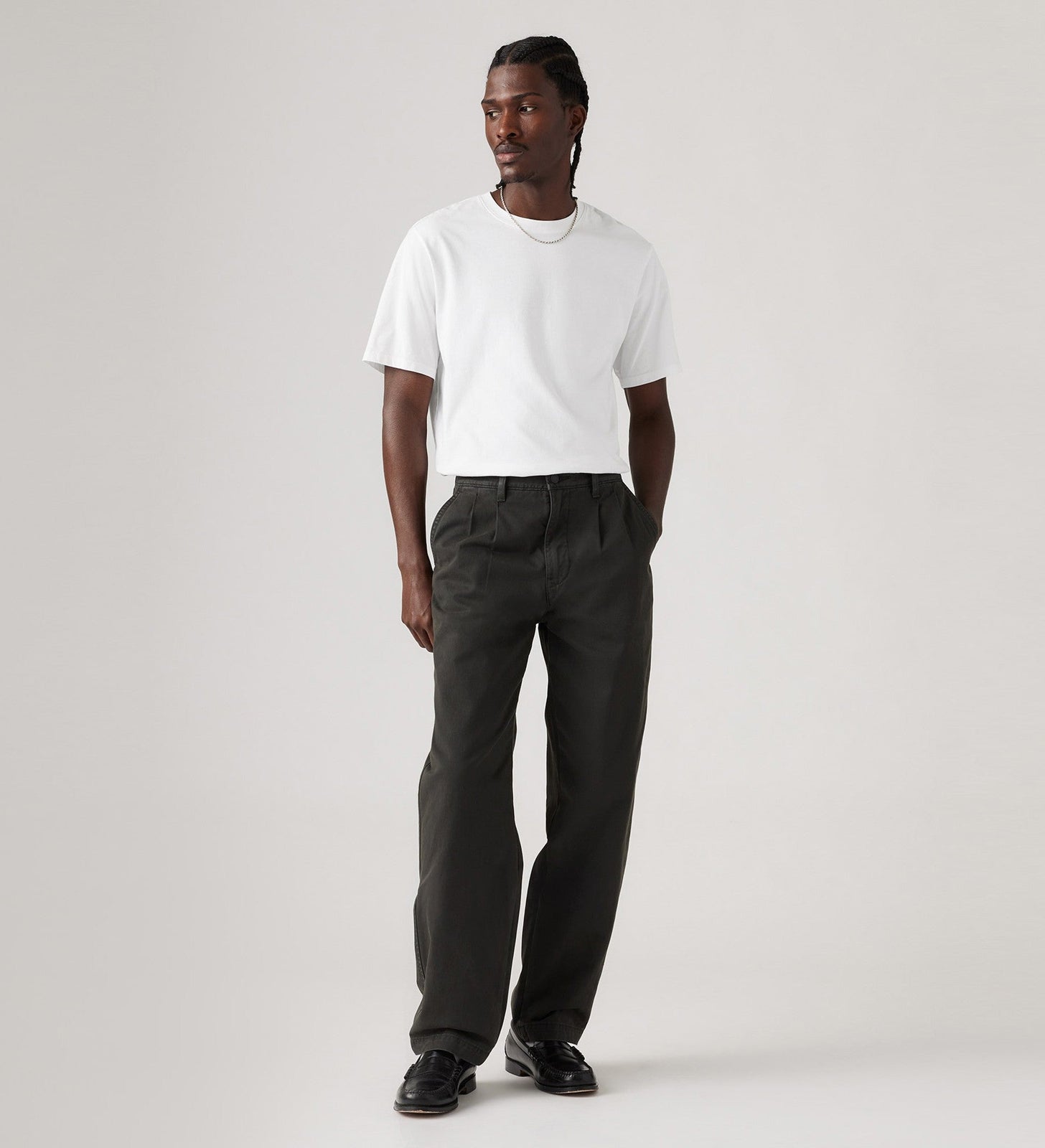 levi's® men's xx chino loose straight pleated pants A921100073032 Pirate Black Non-stretch Twill Garment Dye – Levi's Hong Kong