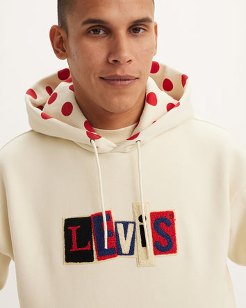 levi’s® skateboarding men’s hooded sweatshirt A10080014S- Angora Dots Cream And Red  – Levi's Hong Kong