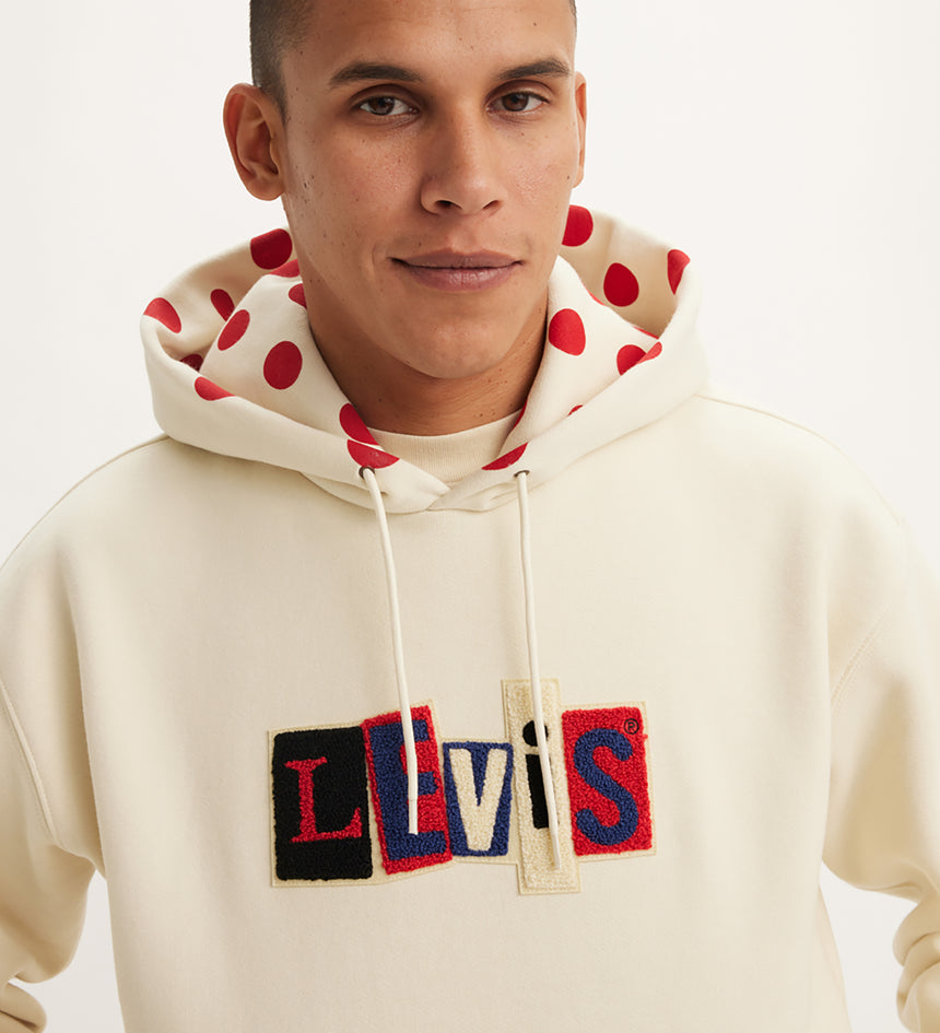 levi’s® skateboarding men’s hooded sweatshirt A10080014S- Angora Dots Cream And Red – Levi's Hong Kong