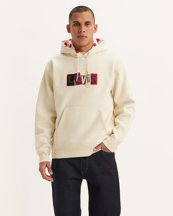 levi’s® skateboarding men’s hooded sweatshirt A10080014S- Angora Dots Cream And Red  – Levi's Hong Kong