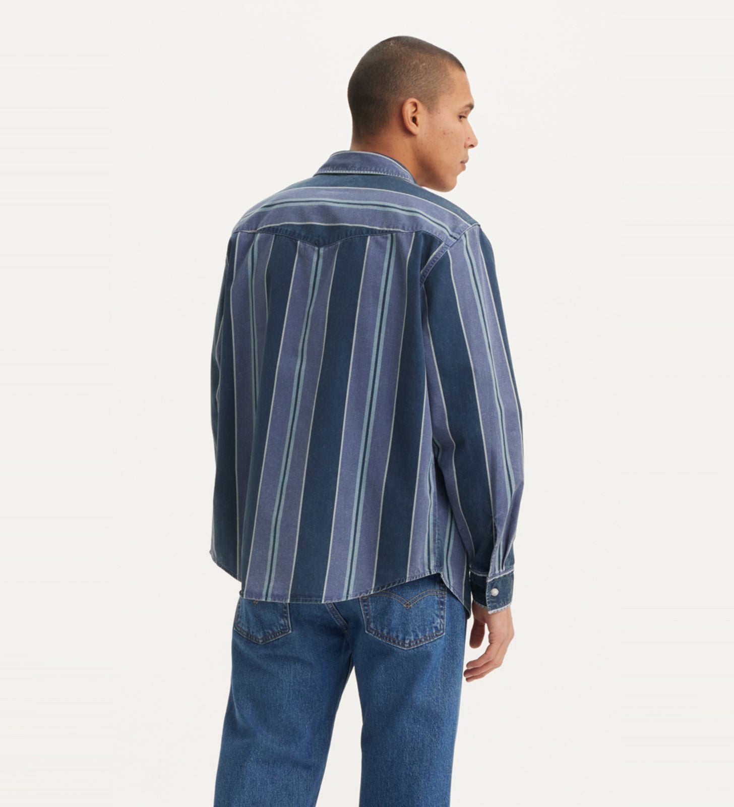 levi's® men's relaxed fit western shirt A19190040S- Carson Stripe Dress Blues – Levi's Hong Kong