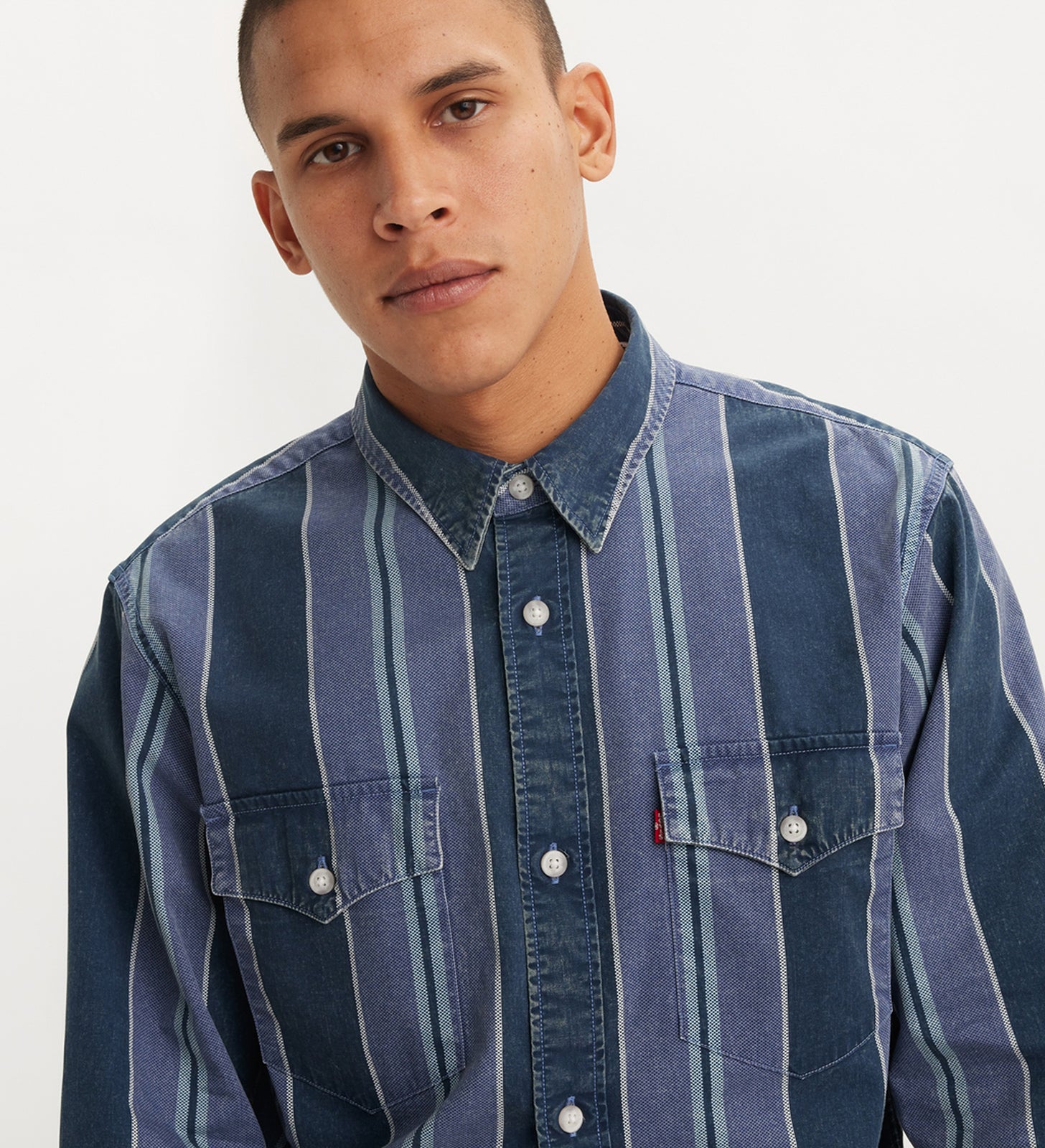 levi's® men's relaxed fit western shirt A19190040S- Carson Stripe Dress Blues – Levi's Hong Kong