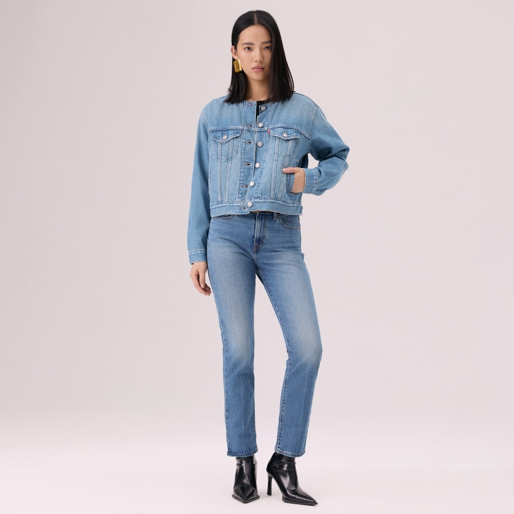  levi's® 無領 boxy trucker 牛仔外套 | 女裝 006Q90001XXS- Indigo – Levi's 香港
