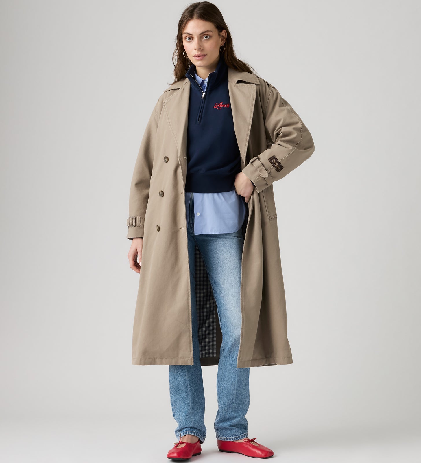 levi's® women's serena trench coat 006RW0004XXS- Brown – Levi's Hong Kong