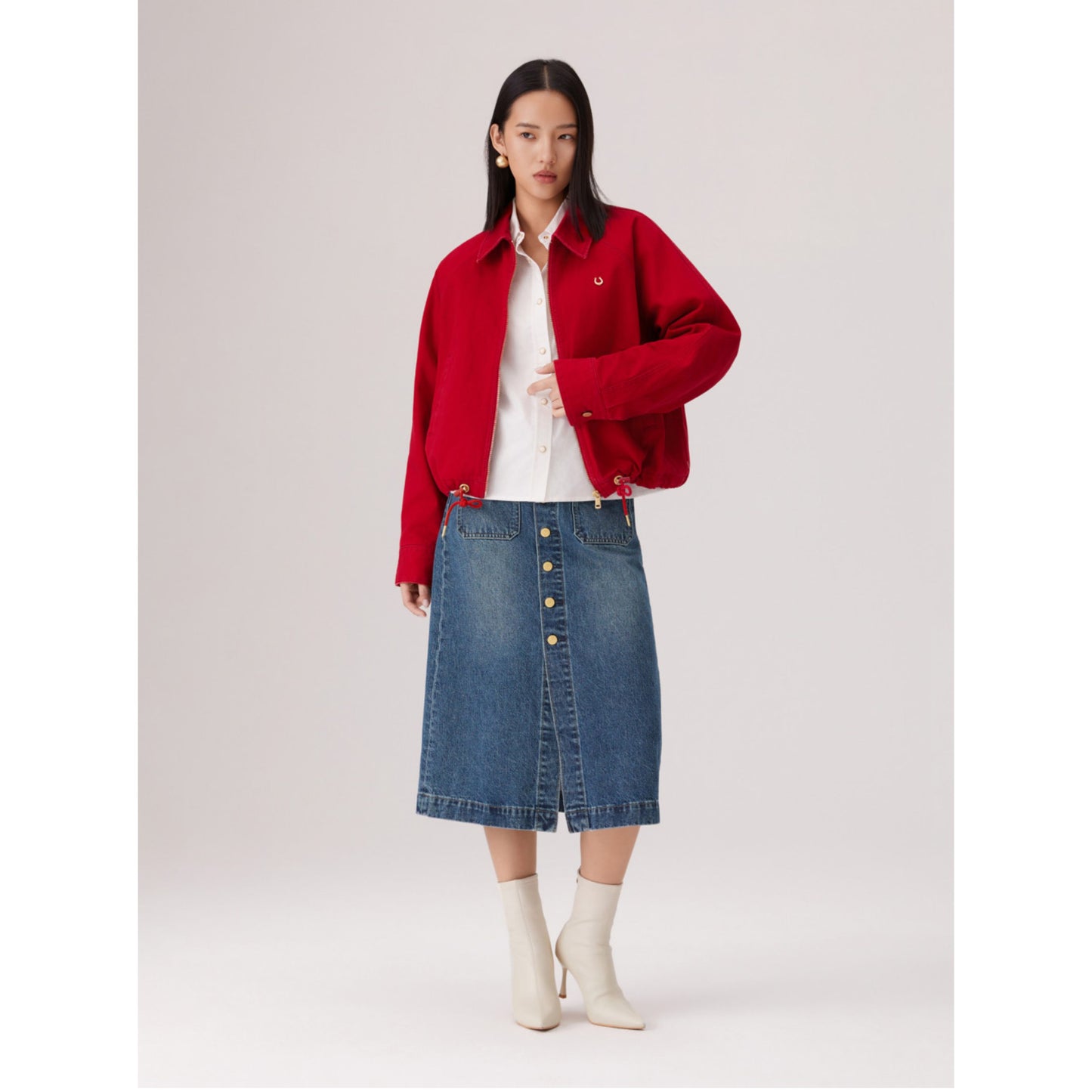 Levi's® 鈕扣前開叉牛仔短裙 | 女裝