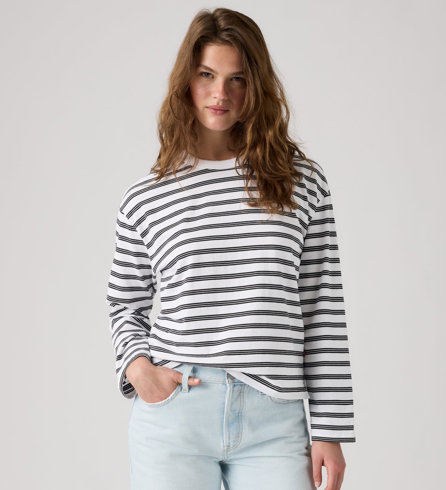 rosé朴彩英同款 levi's® vintage 長袖 t 恤 | 女裝 0085S0013XXS- Paloma Stripe Bright White - White – Levi's 香港