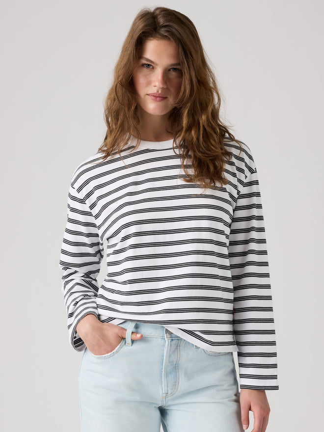 rosé朴彩英同款 levi's® vintage 長袖 t 恤 | 女裝 0085S0013XXS- Paloma Stripe Bright White - White  – Levi's 香港