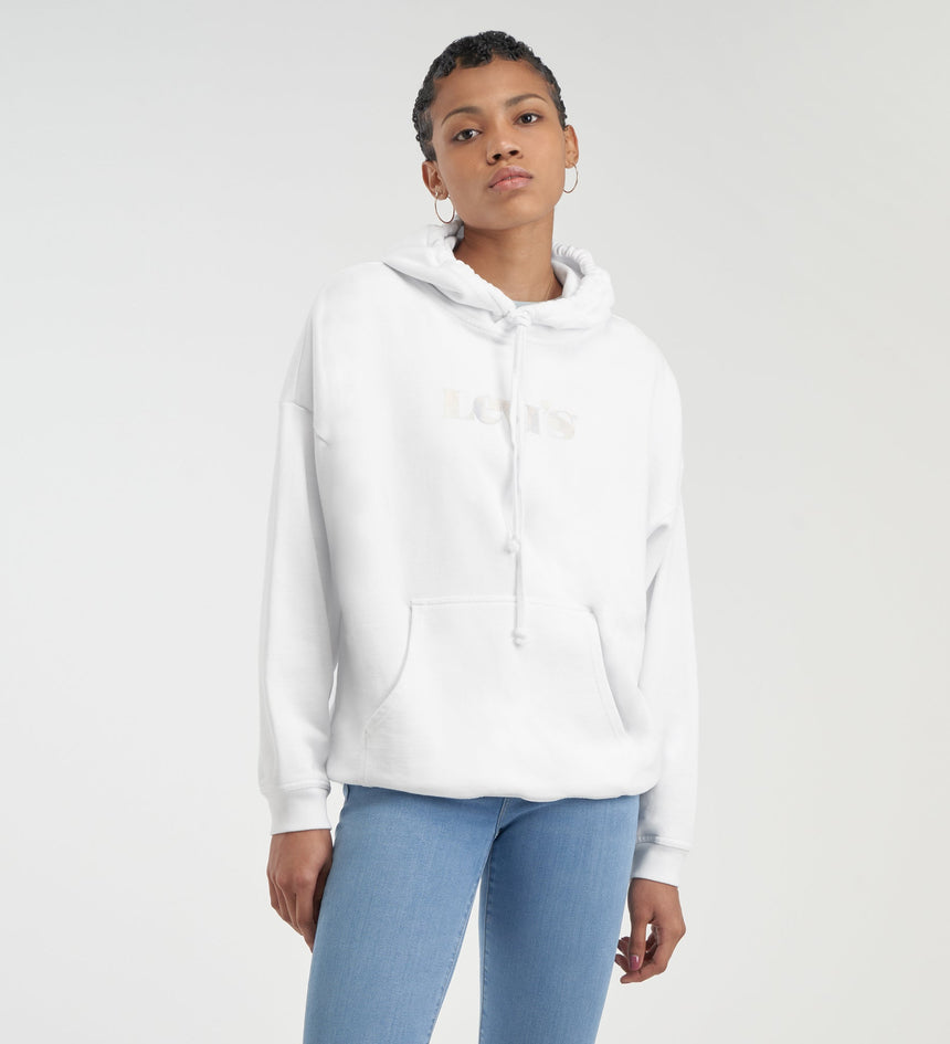 彩色levi's® logo 印字寬鬆連帽抽繩衛衣 | 女裝 344000011L- Hoodie Rider Iridescent Logo White + – Levi's 香港