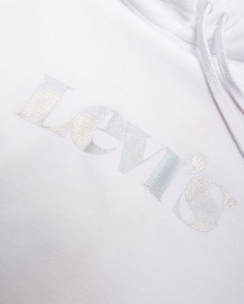 彩色levi's® logo 印字寬鬆連帽抽繩衛衣 | 女裝 344000011L- Hoodie Rider Iridescent Logo White +  – Levi's 香港
