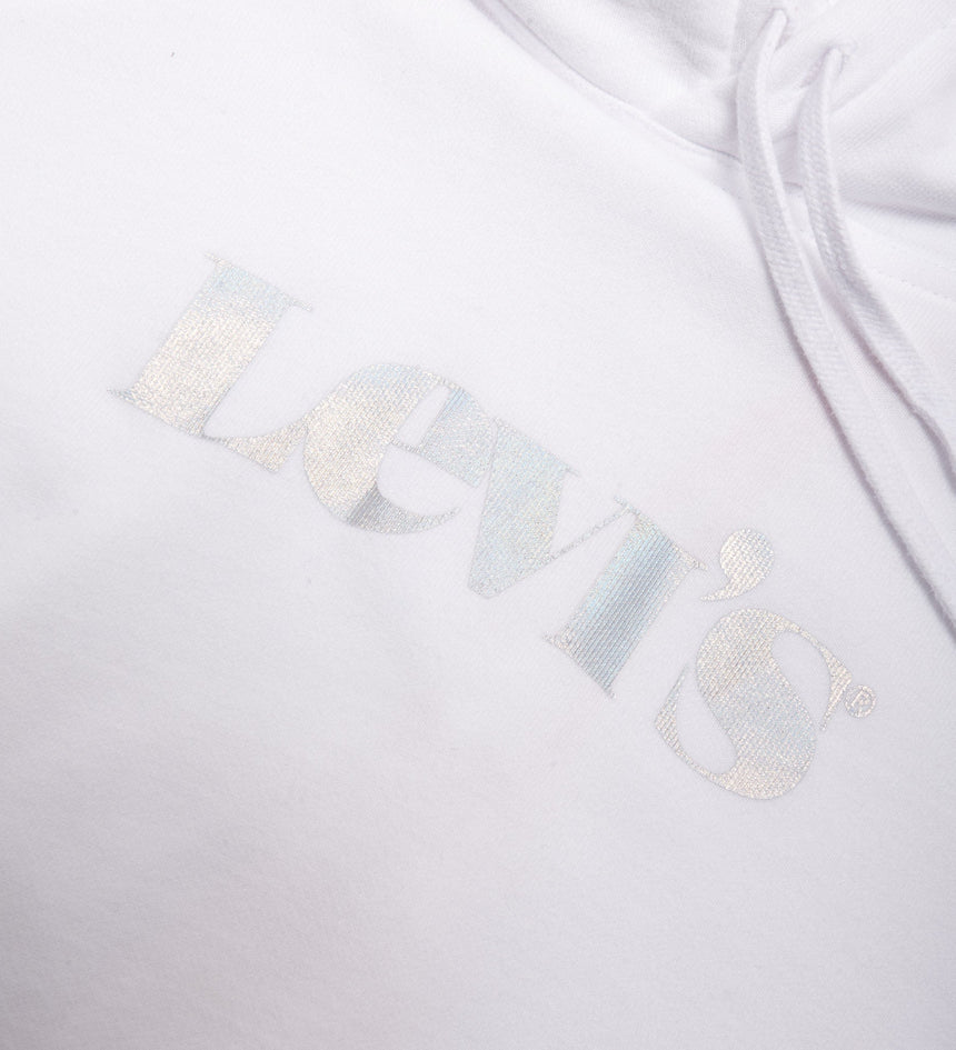 彩色levi's® logo 印字寬鬆連帽抽繩衛衣 | 女裝 344000011L- Hoodie Rider Iridescent Logo White + – Levi's 香港