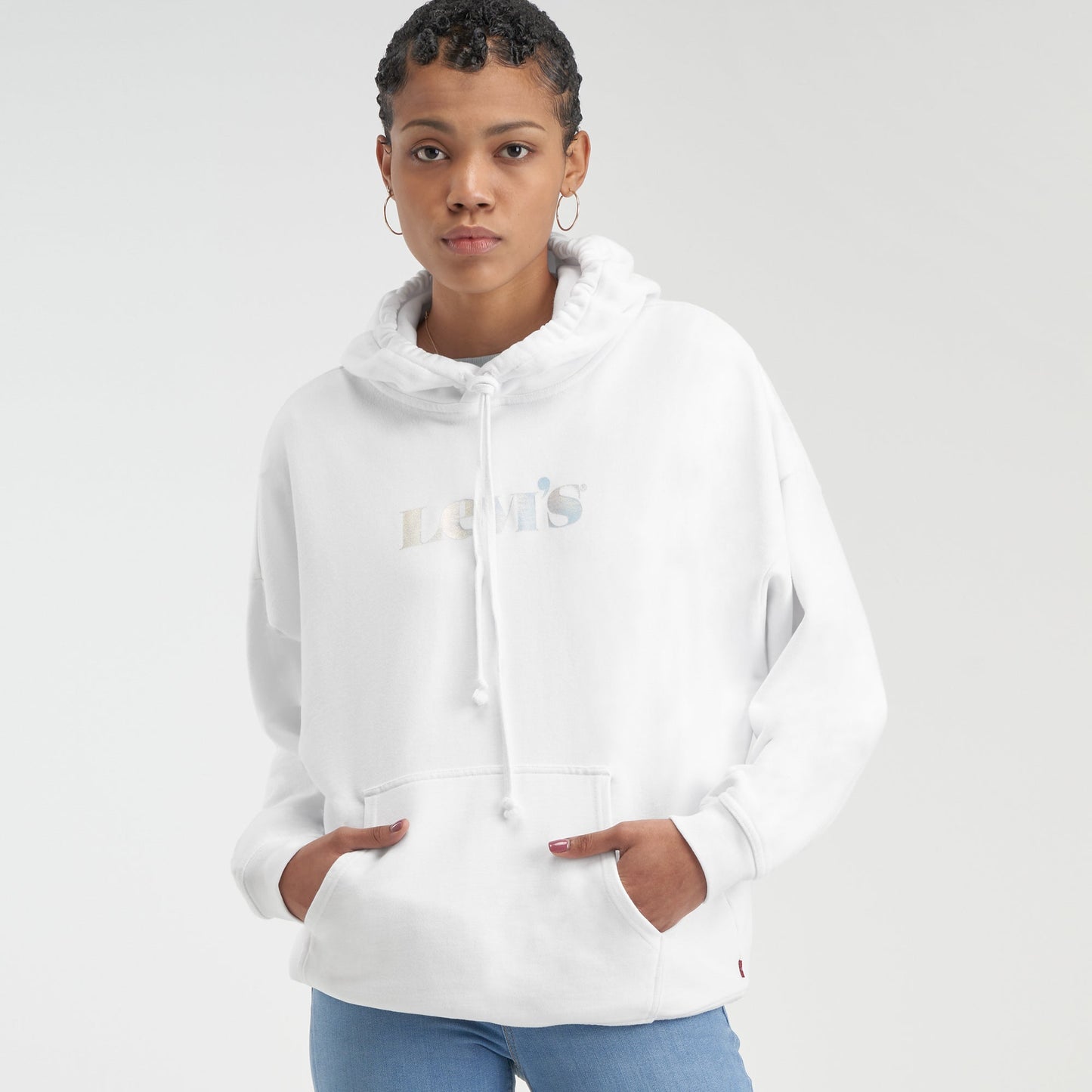 彩色Levi's® Logo 印字寬鬆連帽抽繩衛衣 | 女裝