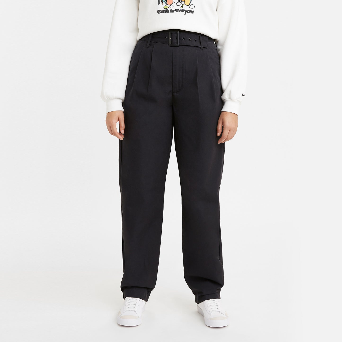Levi's® 黑色上闊下窄高腰鬆身休閒褲 | 女裝