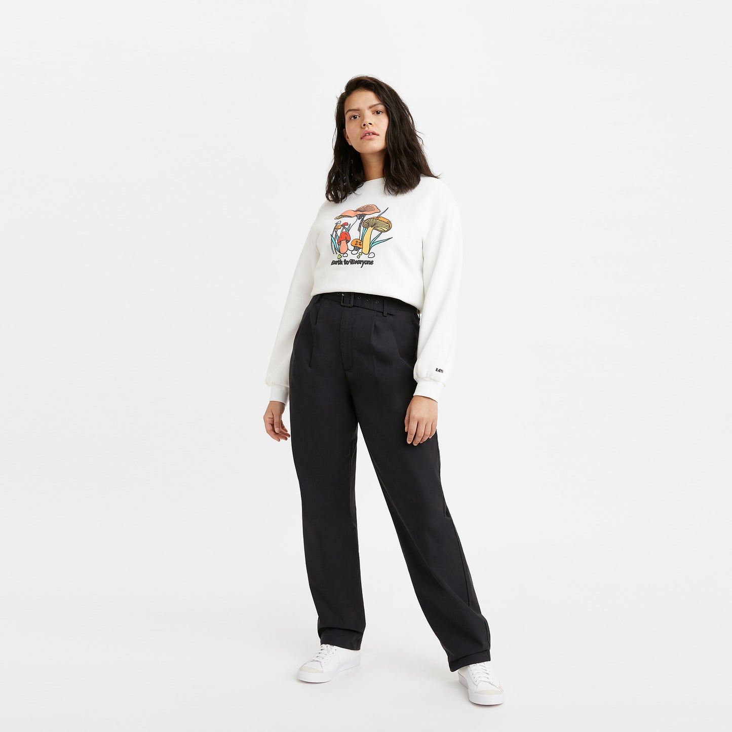 Levi's® 黑色上闊下窄高腰鬆身休閒褲 | 女裝