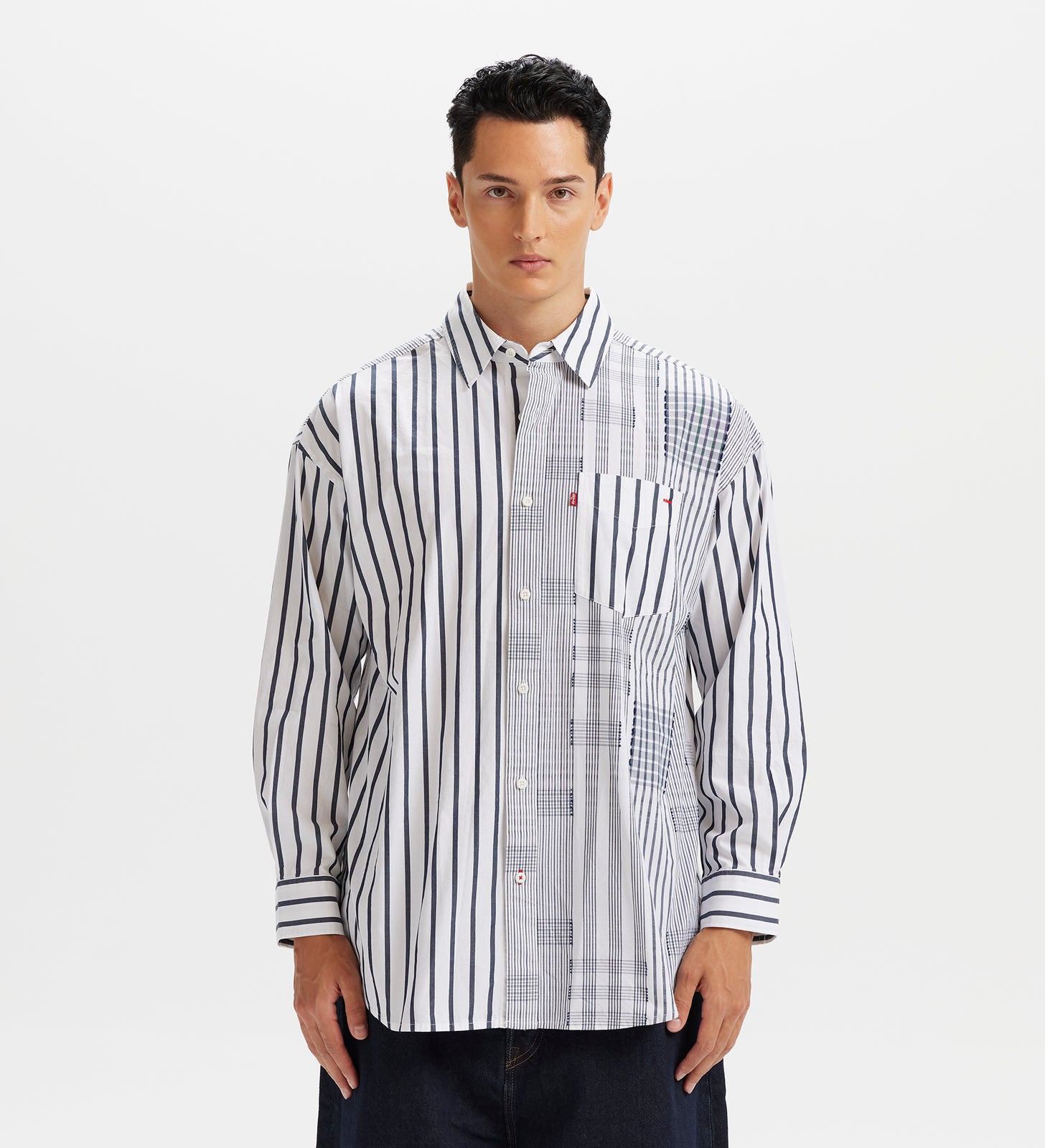 levi’s® 寬鬆長袖條紋牛津襯衫 | 男款 003MX0001XS- Grey – Levi's 香港