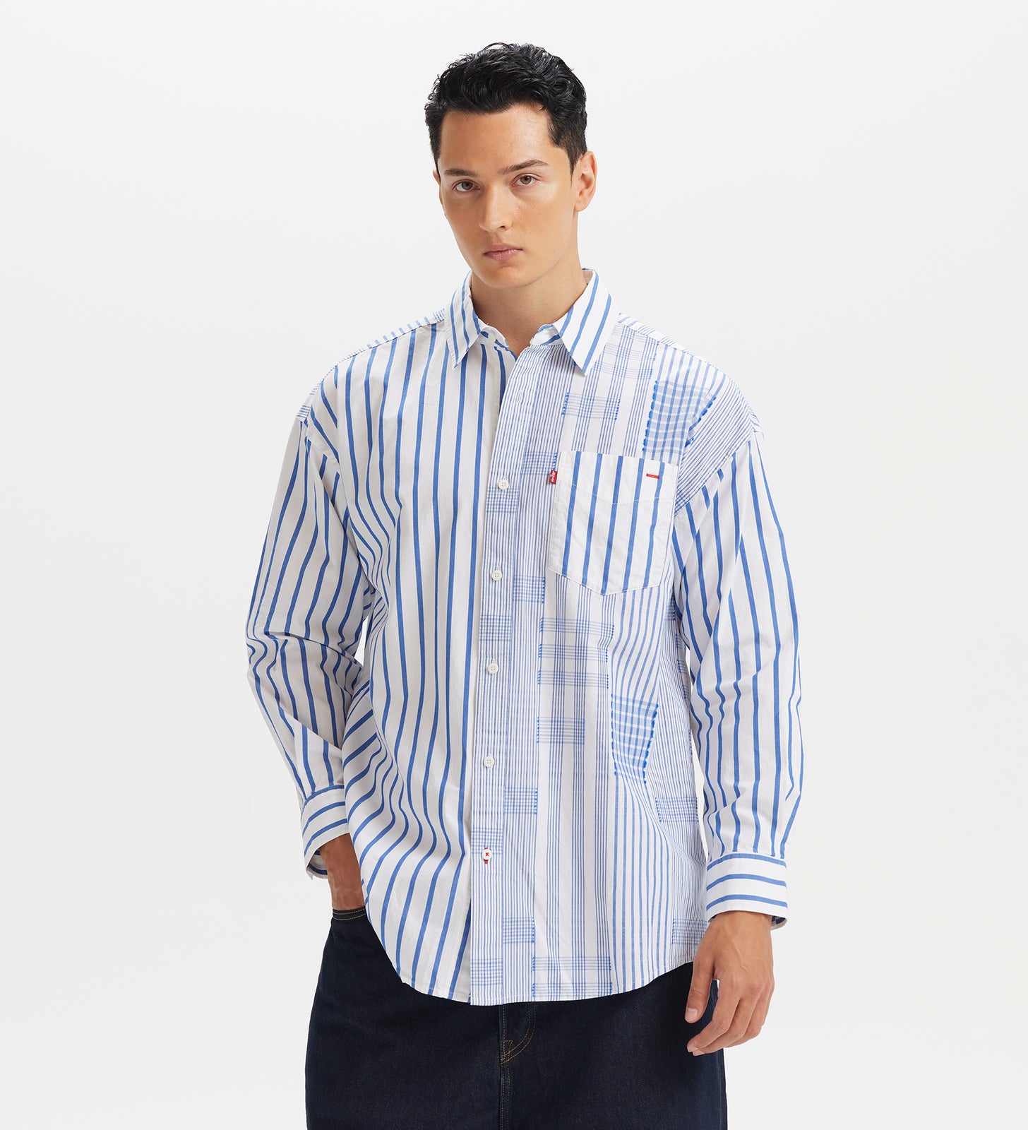levi’s® 寬鬆長袖條紋牛津襯衫 | 男款 003MX0000S- Blue – Levi's 香港