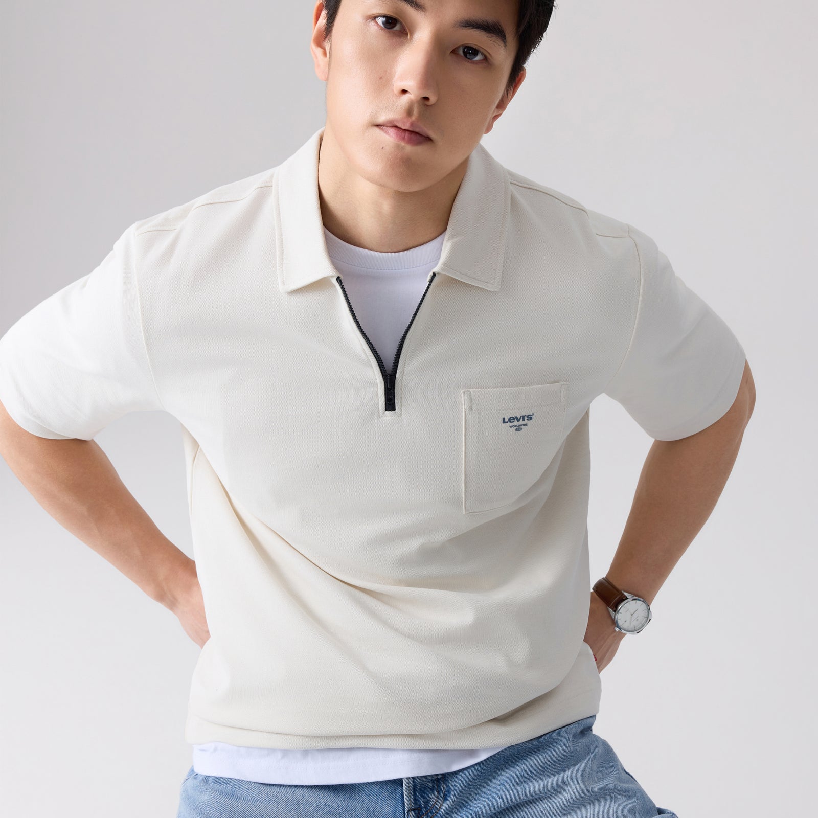  levi's® sorona® 涼感寬鬆 polo 恤 | 男裝 006P10000S- White – Levi's 香港