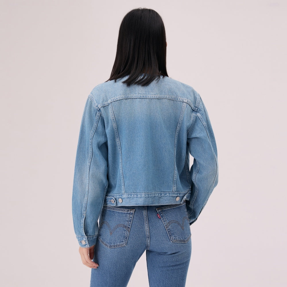  levi's® 無領 boxy trucker 牛仔外套 | 女裝 006Q90001XXS- Indigo – Levi's 香港