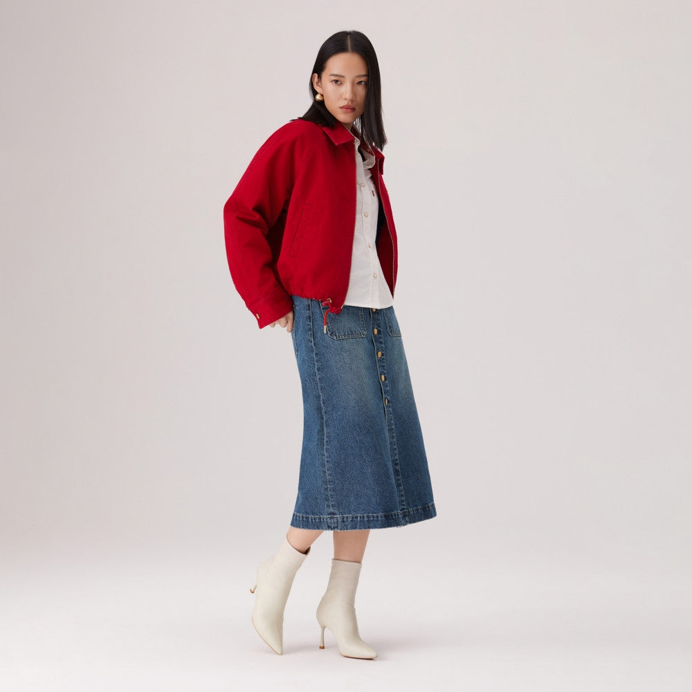 Levi's® 鈕扣前開叉牛仔短裙 | 女裝