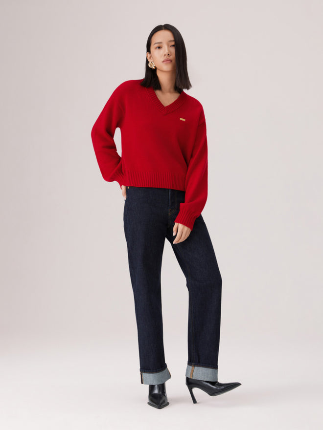 levi's® 2026 新年限定v領毛衣 | 女裝 006Q50001XS- Red  – Levi's 香港