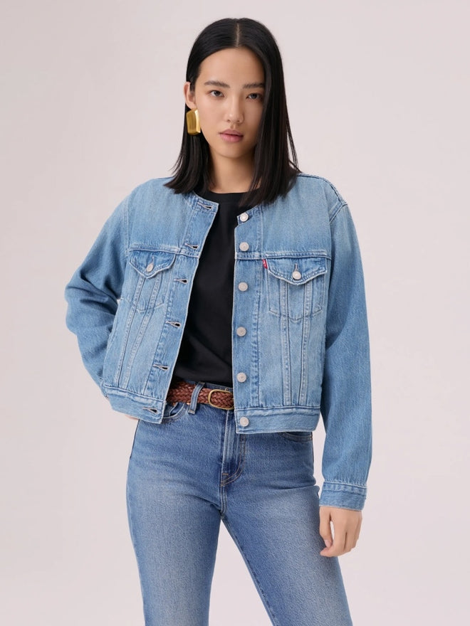 levi's® collarless boxy trucker jacket 006Q90001XXS- Indigo  – Levi's Hong Kong
