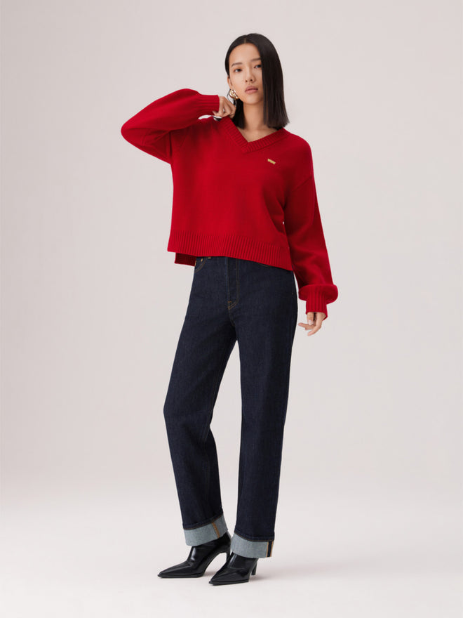 levi's® 2026 新年限定v領毛衣 | 女裝 006Q50001XS- Red  – Levi's 香港