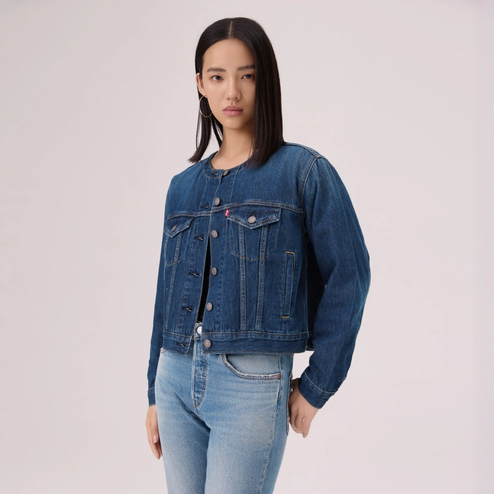 levi's® collarless boxy trucker jacket 006Q90000XXS- Dark Wash – Levi's Hong Kong