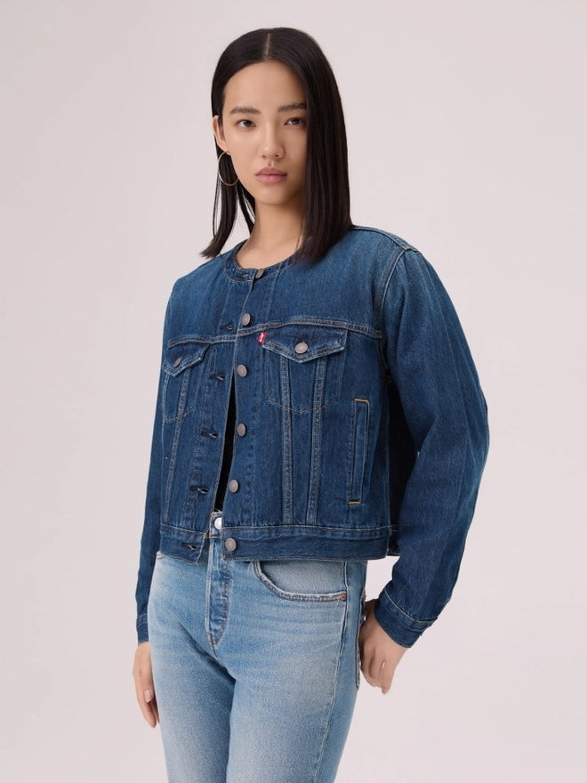 levi's® collarless boxy trucker jacket 006Q90000XXS- Dark Wash  – Levi's Hong Kong