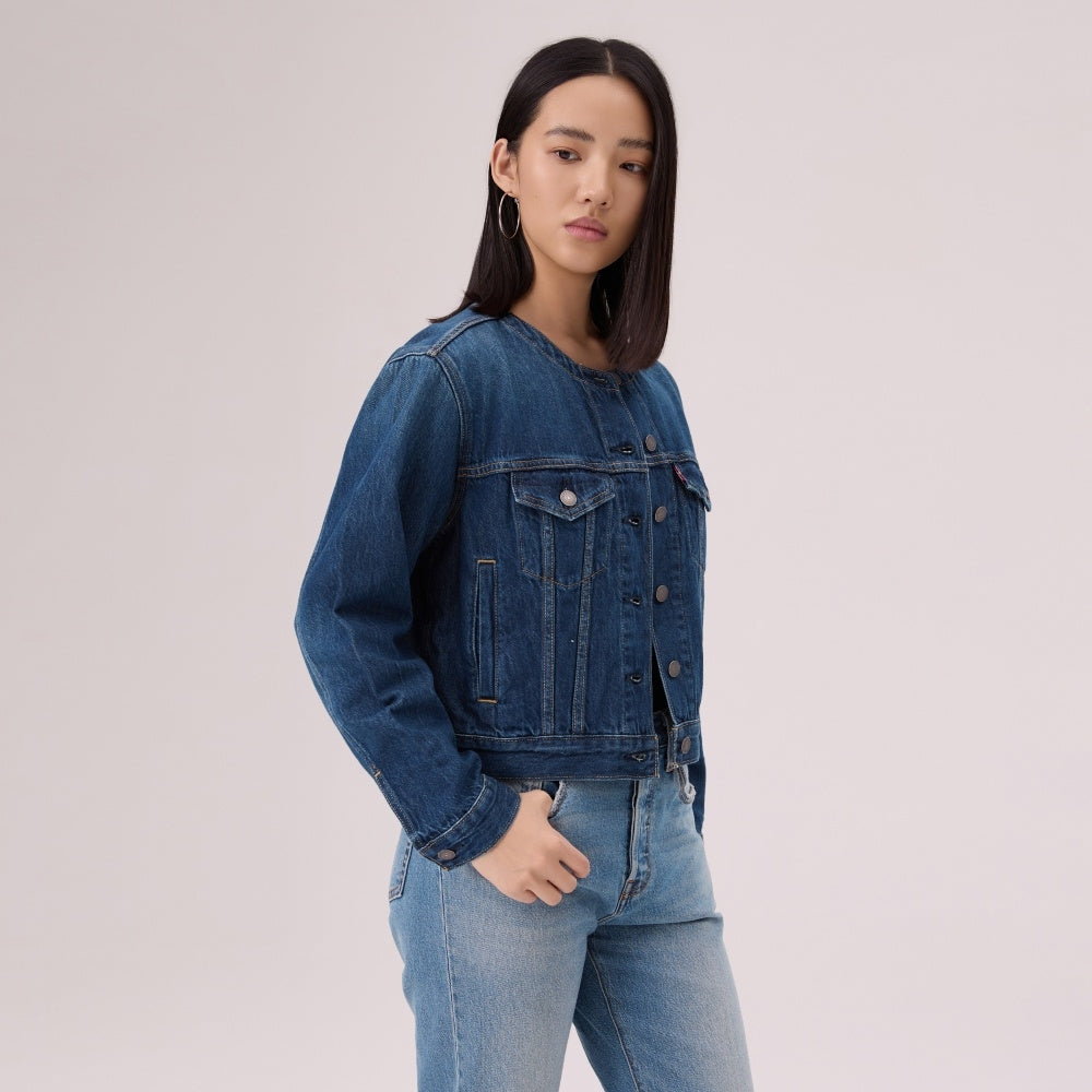 levi's® collarless boxy trucker jacket 006Q90000XXS- Dark Wash – Levi's Hong Kong