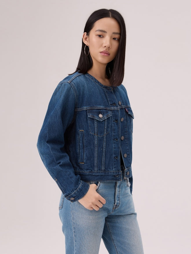 levi's® collarless boxy trucker jacket 006Q90000XXS- Dark Wash  – Levi's Hong Kong